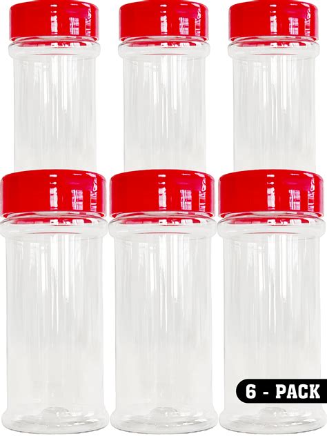 Dubble O 6 Pack Of 84oz Clear Plastic Reusable And Refillable Spice Jars With Labels And Shaker