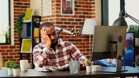 Premium Photo Tired Employee Exhausted After Sleepless Night Trying