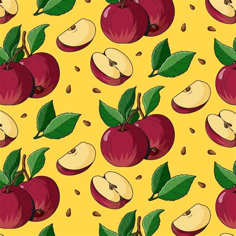 Premium Vector Hand Drawn Apple Pattern Template