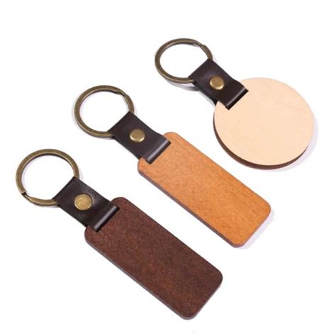 Wholesale Custom Shape Plain Accessories Engraving Logo Wooden Keyring