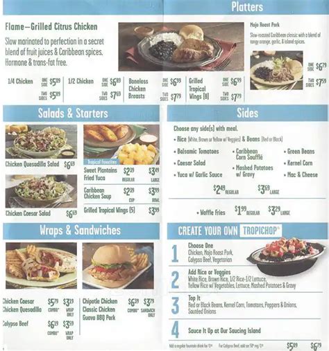 Pollo Tropical menu, Menu restauracji Pollo Tropical, Energy Corridor ...