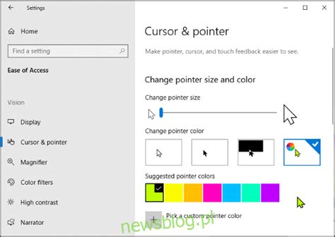 Jak zmienić kolor i rozmiar wskaźnika myszy w systemie Windows 10
