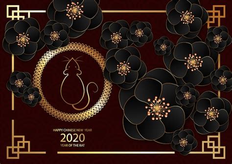 Premium Vector Chinese New Year Festive Vector Card Design With Rat