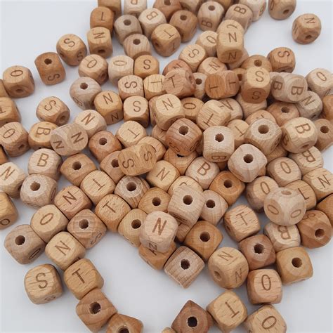 Cube Wood Alphabet Beads Mini Matters