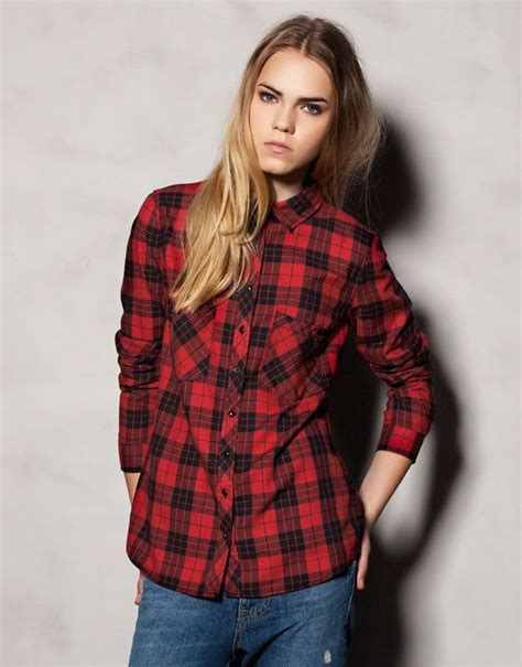 Camisa A Cuadros Mujer Roja Buscar Con Google Define Style