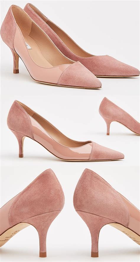 Crafted In Contrasting Dark Pink Suede And Patent Leather These