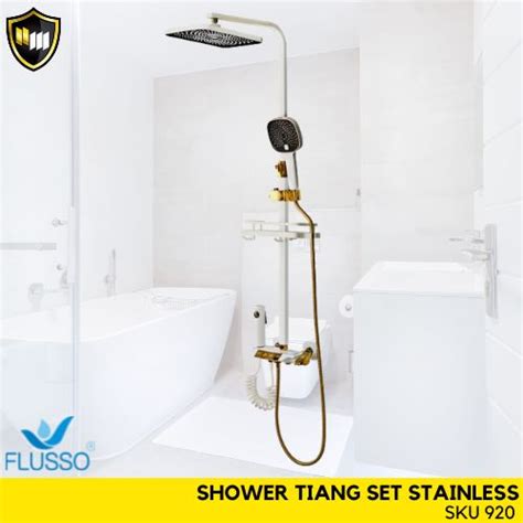 Jual Flusso Shower Tiang Komplit Shower Tiang Set Kran Panas Dingin