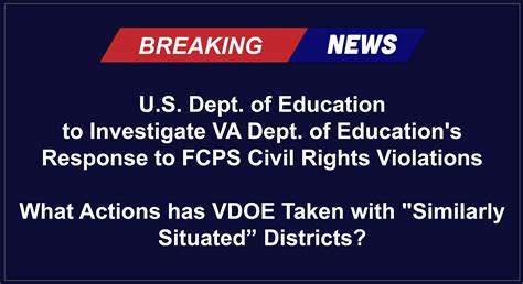 U S Dept Of Education To Investigate Va Dept Of Education’s Response To Fairfax County Public