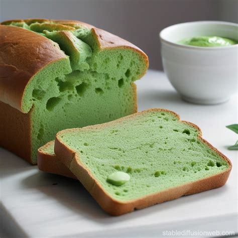 bright green bread  unusual food stable diffusion