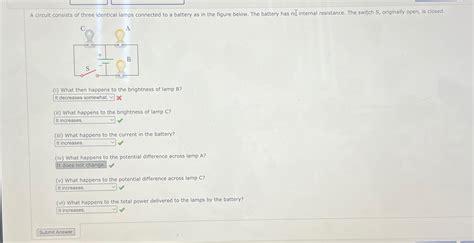 Solved A Circuit Consists Of Three Identical Lamps Connected Chegg