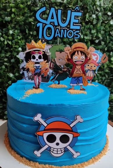 Topo de Bolo One Piece Mangá Topper Personalizado Elo7