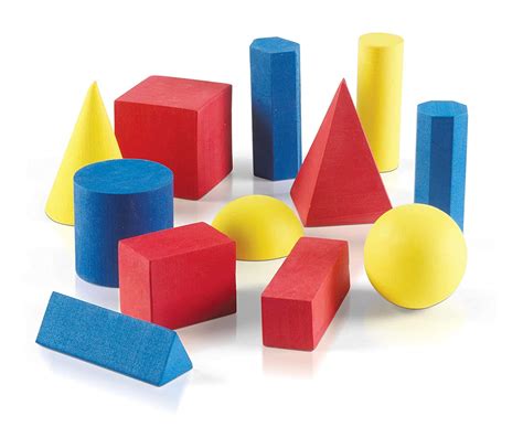 Hand2mind Foam Geometric Solid Blocks Assorted Colors 3d Shapes Set Of 12 Toys