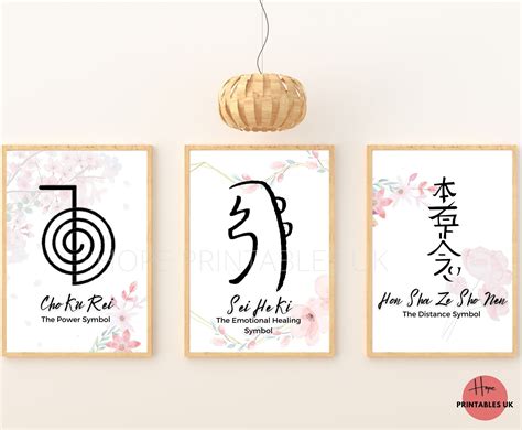 Reiki Symbols Printable Wall Art, Energy Healing Trio, Cho Ku Rei, Se ...