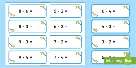 Subtraction Facts To 10 Cards Teacher Made Twinkl