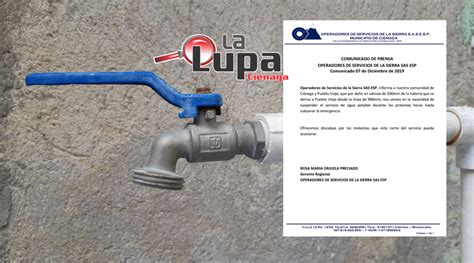 Operadores de la Sierra anunció suspensión del servicio de agua potable