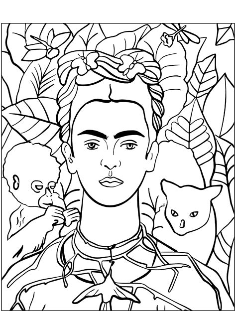 Frida Kahlo Self Portrait With Thorn Necklace And Hummingbird