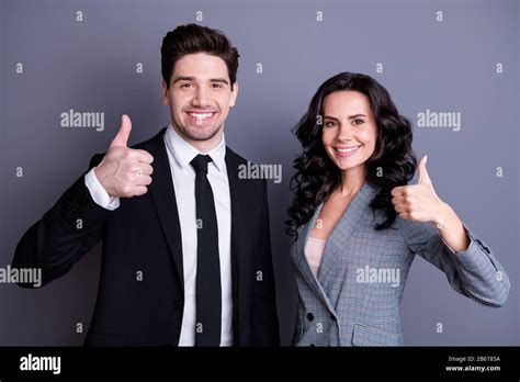 Portrait Of Beautiful Businesspeople With Brunette Hairstyle Wavy Curly