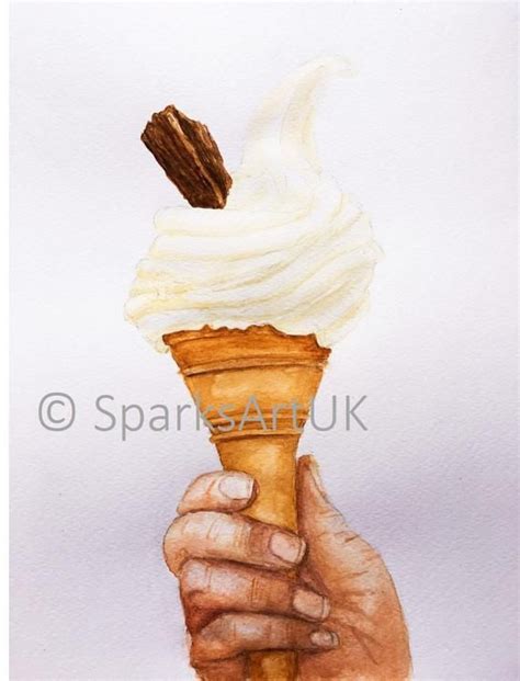 Mr Whippy 99 Flake Ice Cream Print Of Original Watercolour Painting