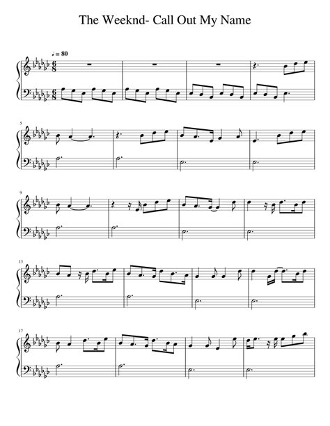 The Weeknd- Call Out My Name Sheet music for Piano (Solo) | Musescore.com