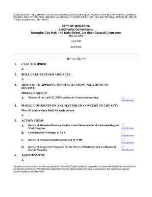 Fillable Online City Of Menasha Landmarks Commission Fax Email