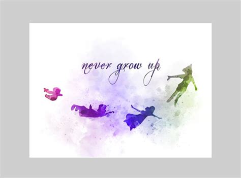 Peter Pan Quote ART PRINT Never Grow Up Nursery Gift Wall Art Home