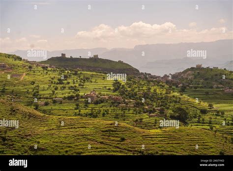 A scenic shot of the countryside in the city of Ibb, Yemen Stock Photo ...