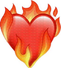 Heart On Fire Emoji Heart Fire Emoji Red Hot Heat Free PNG