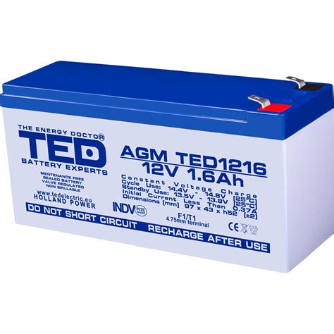 Acumulator Stationar Vrla Agm V Ah F T Ted Electric Emag Ro