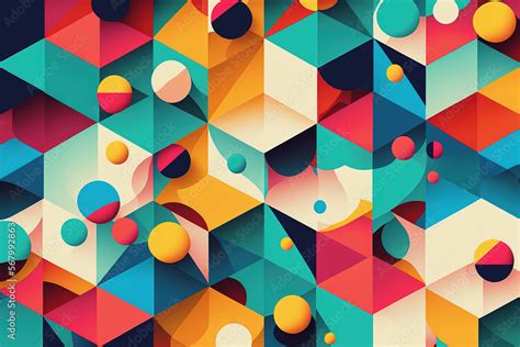 Abstract Geometric Colorful Background Image Ai Generated Stock