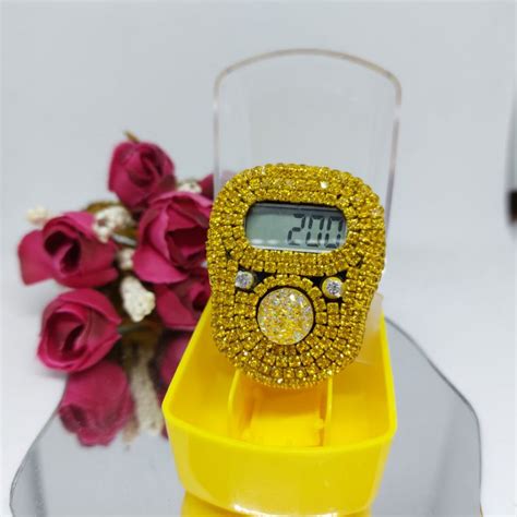 Jual Premium Diamond Tasbih Digital Hias Tasdig Kuning Gold Swarovski