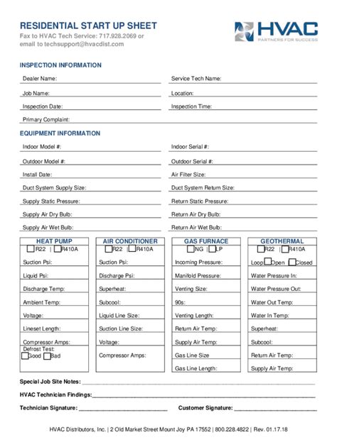 Hvac Start Up Sheets Pdf Fill Online Printable Fillable Blank