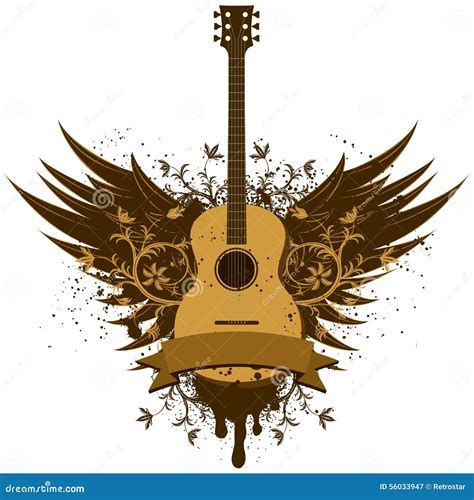 Acoustic Guitar Wings Stock Vector Illustration Of Copy