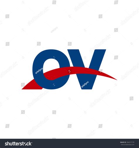 OV Initial Overlapping Swoosh Letter Logo Blue Royalty Free Stock