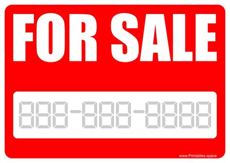 For Sale Sign Printable Template With Red Background Free Printables