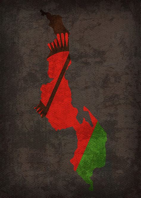 Malawi Country Flag Map Mixed Media by Design Turnpike - Pixels