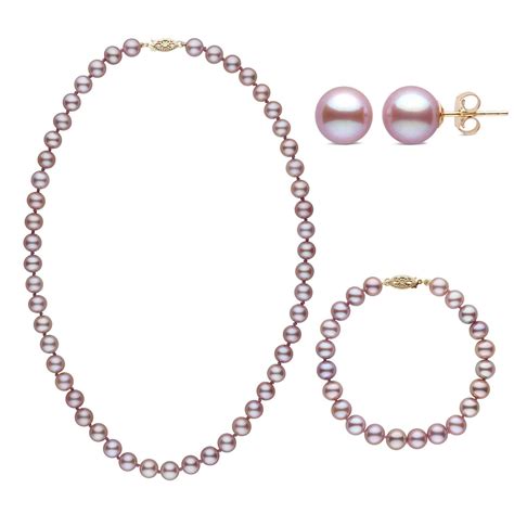 18 Inch 3 Piece Set Of 7 5 8 0 Mm Aaa Lavender Freshwater Pearls