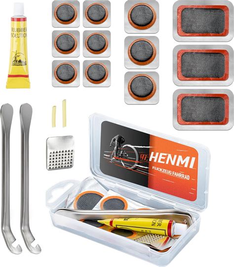 HENMI Kit Riparazione Bici Leva In Metallo Toppe Ermetiche Colla Per