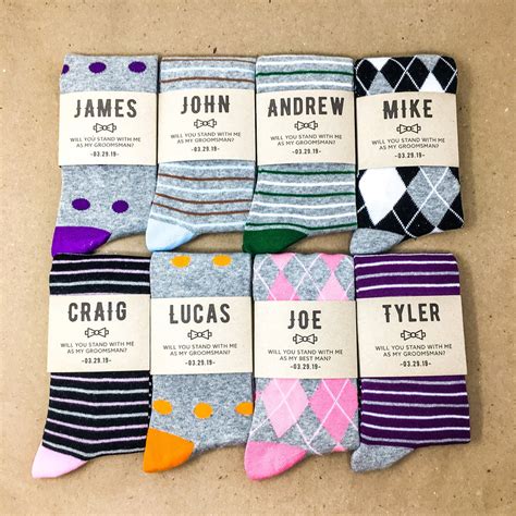 Personalized Groomsmen Gift Socks With Custom Sock Labels Etsy