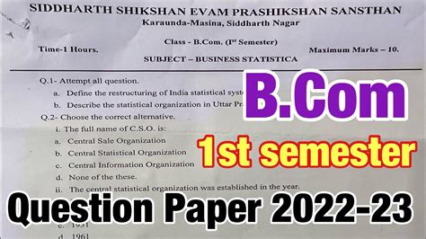 Bcom Question Paper St Year With Answers Off