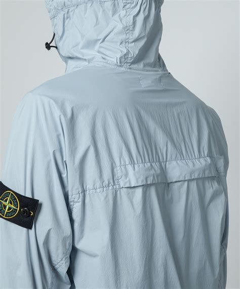 Stone Island Blue Windbreaker With Removable Logo Patch 801540425