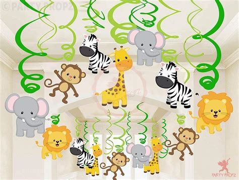 Party Propz Jungle Theme Decoration Swirls Hanging 12Pcs Set For