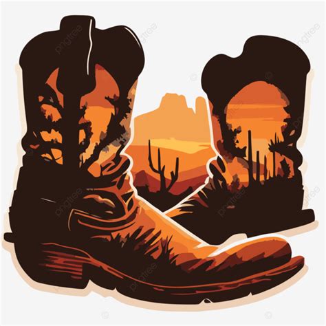 Botas Vaqueras Puestas De Sol Ilustraci N Arte Impresi N Clipart Vector