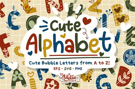 Cute Alphabet Playful Bubble Letters Graphic by Adelia Design ...