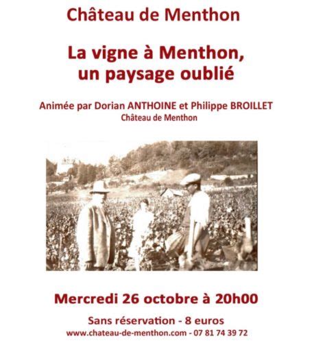 Conf Rence La Vigne Menthon Un Paysage Oubli Par Dorian Anthoine