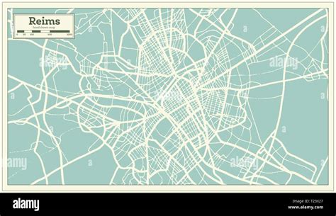 Reims France City Map In Retro Style Outline Map Vector Illustration