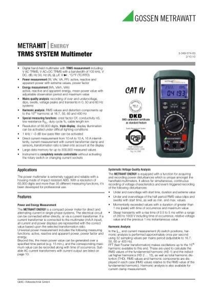 Metrahitenergy Trms System Multimeter Dranetzusa