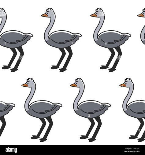 Australian Animal Symbol Seamless Pattern Ostrich Bird Stock Vector
