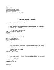 College Algebra Writing Assignment Docx Name College Id Unknown