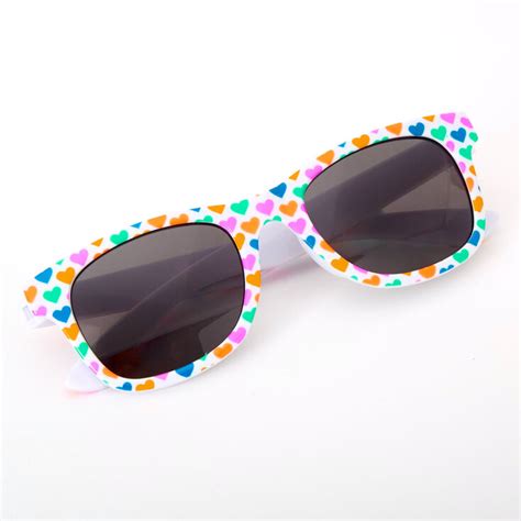 Claires Club Neon Hearts Retro Sunglasses Claires Us