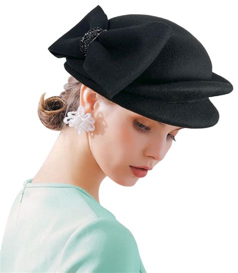 Women Vintage 100 Wool Felt Flowers Bucket Cloche Bowler Hat Church Wedding